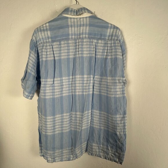 Tommy Bahama Relax Mens Blue Plaid Short Sleeve Button-Up Shirt Large Casual - Picture 2 of 7